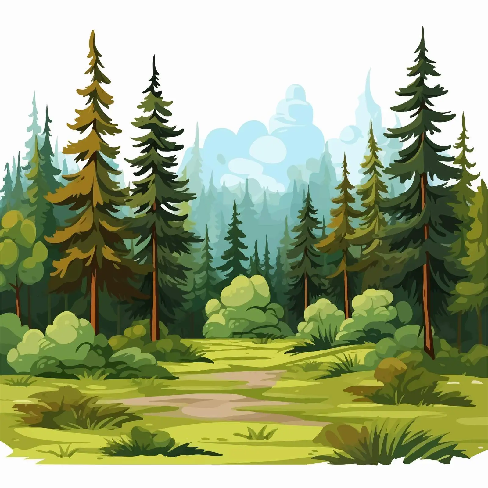 Natural Forest Landscape Vector Illustration — free download from Dotvec