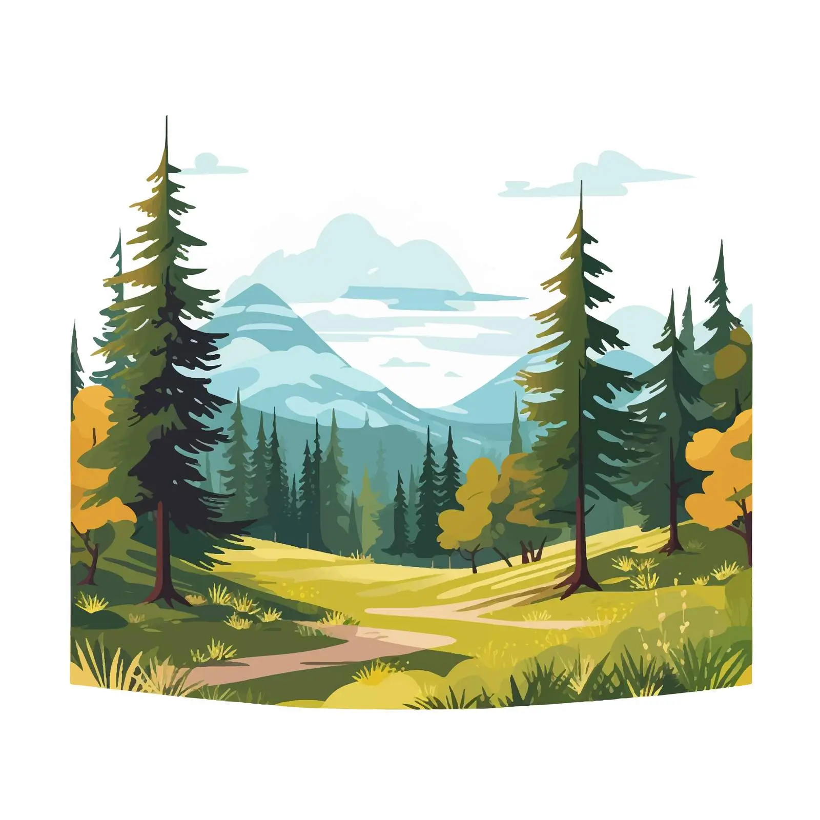 Natural Forest Landscape Vector Illustration — free download from Dotvec