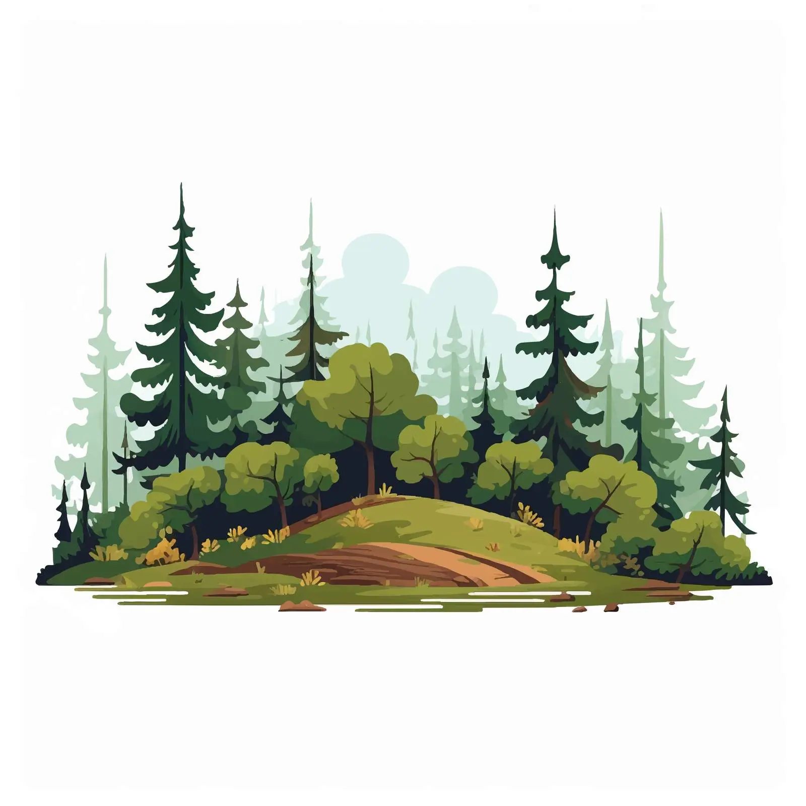 Flat Vector Illustration of a Natural Forest Landscape — free download from Dotvec