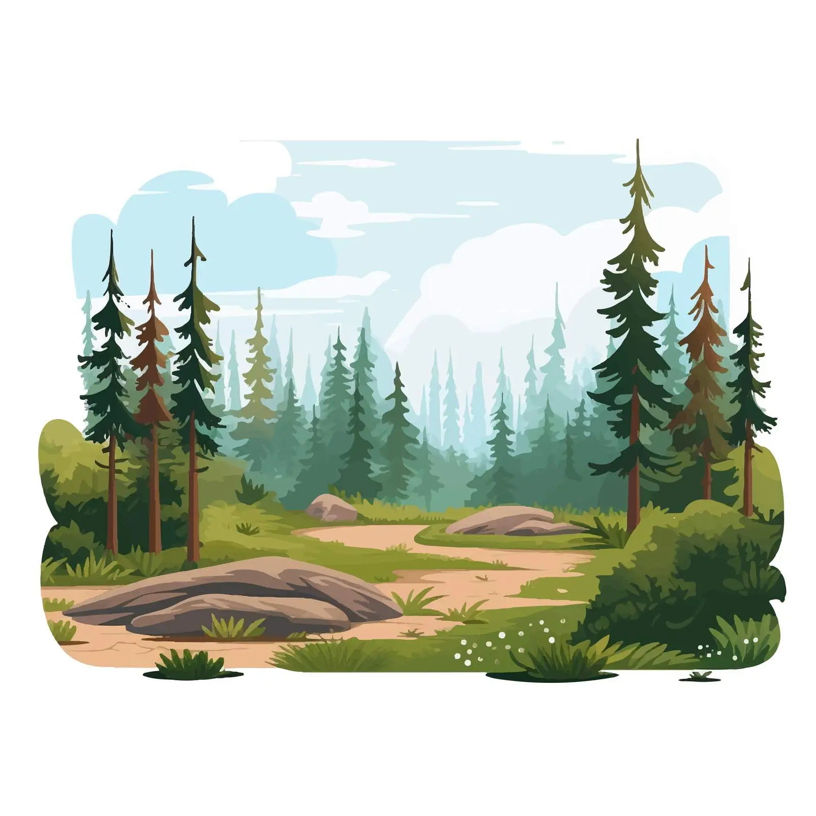 Flat Vector Illustration of Natural Forest Landscape — free download from Dotvec