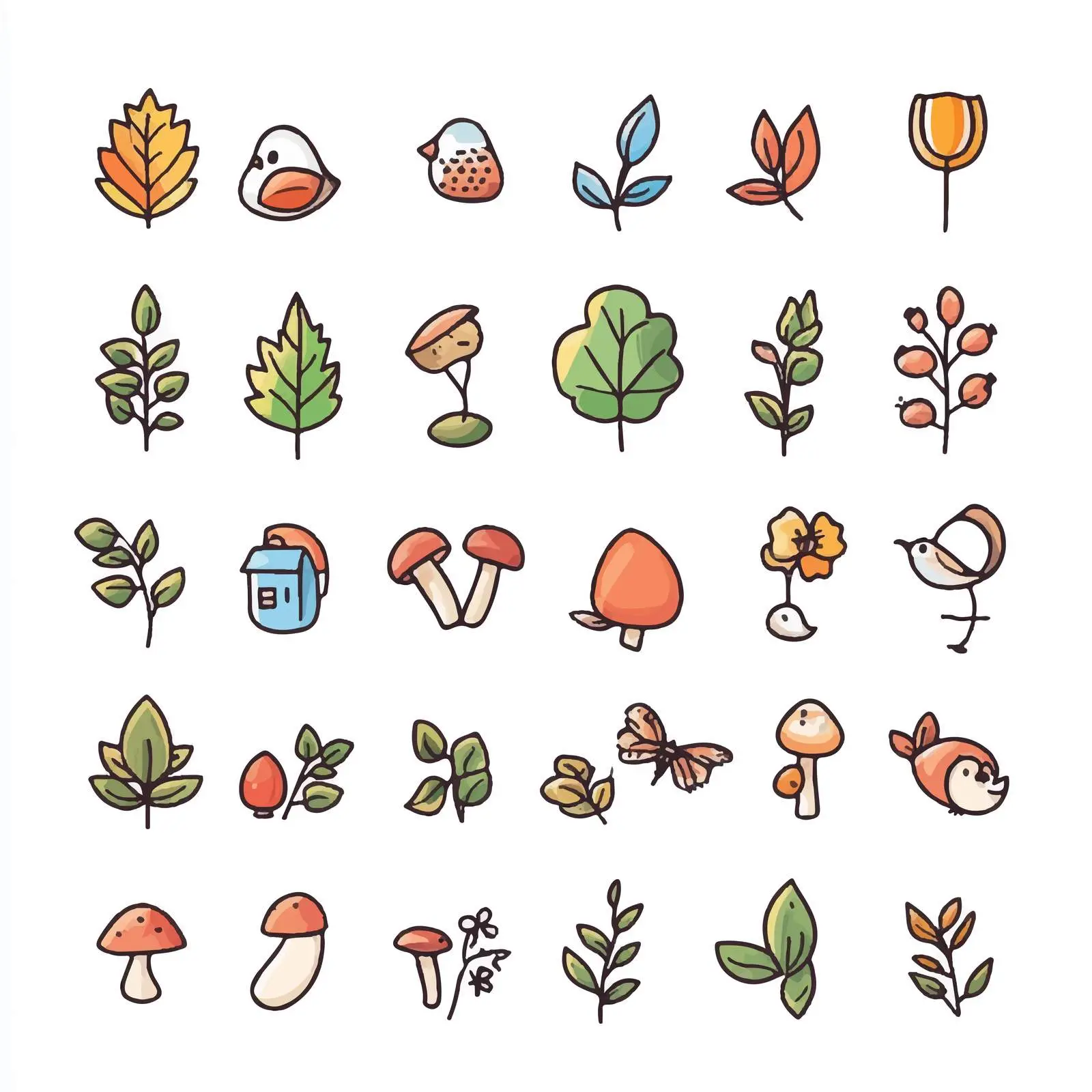 Cartoon Nature Icons and Illustrations Set — free download from Dotvec