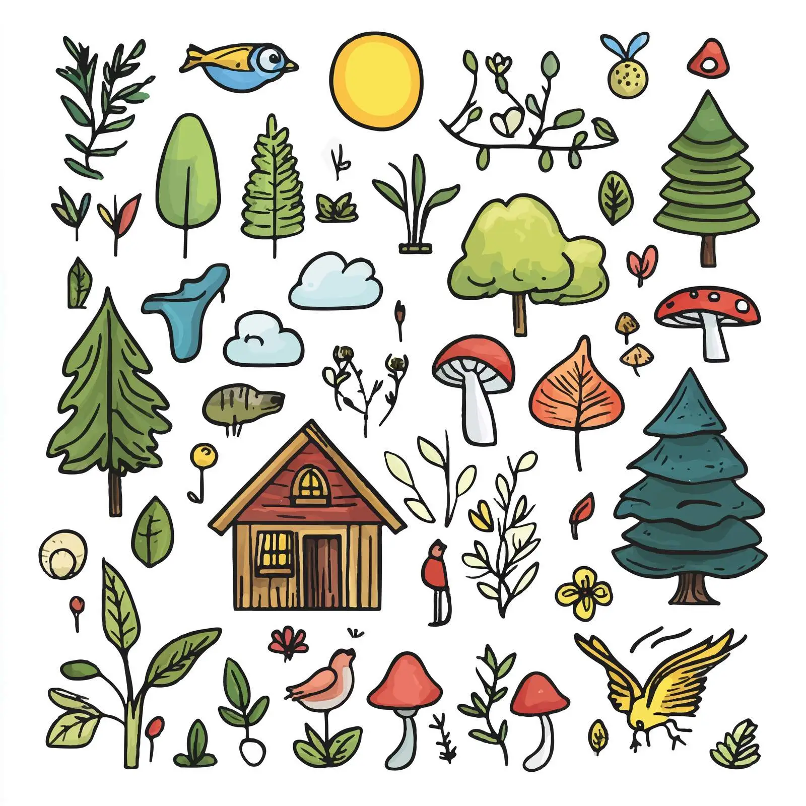 Cartoon Nature Icons and Vector Objects Set — free download from Dotvec