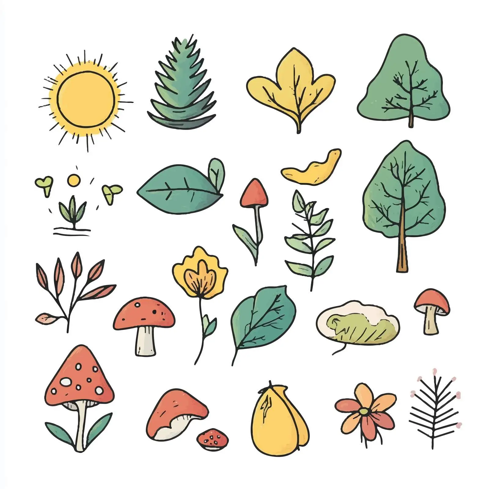 Cartoon Nature Objects Vector Set — free download from Dotvec