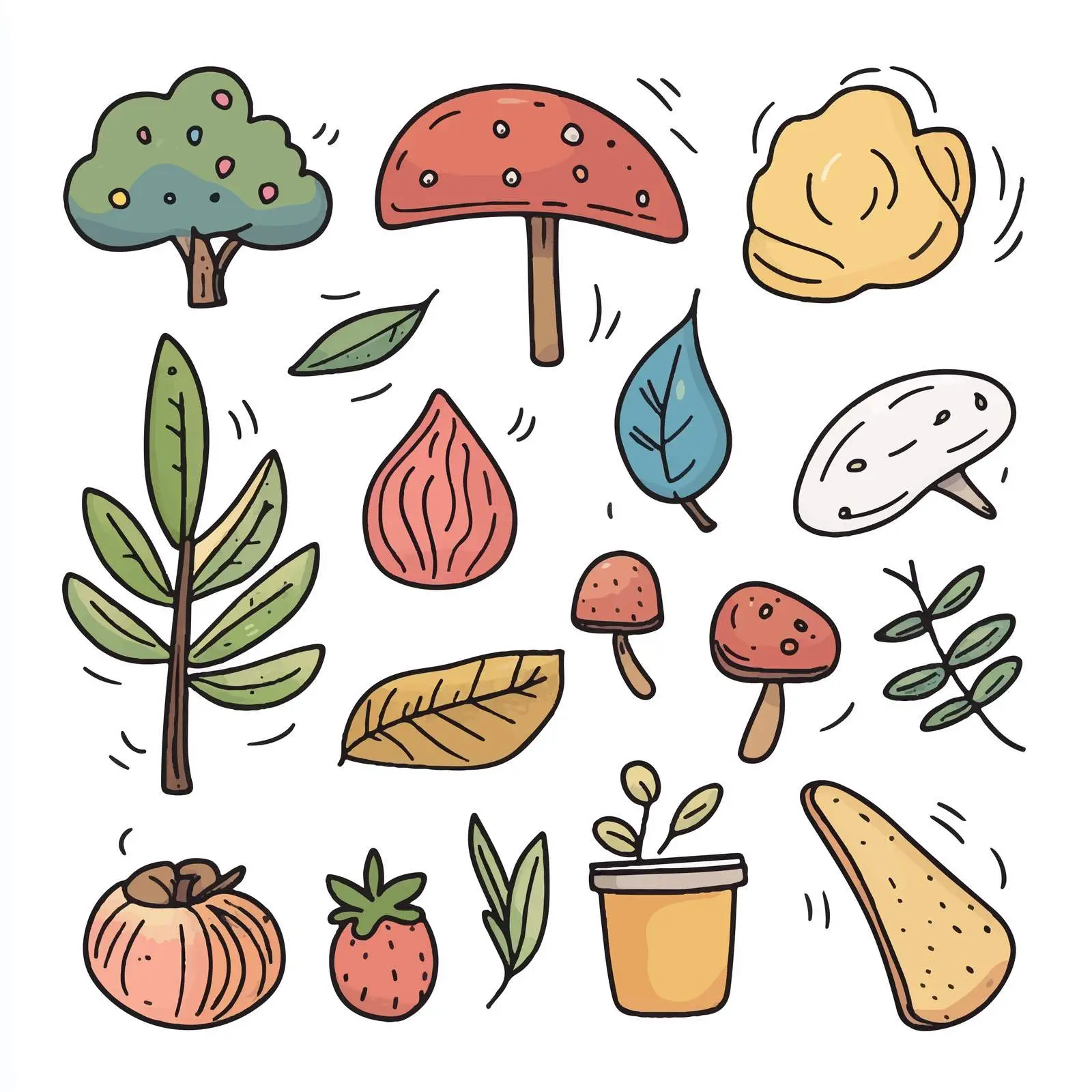 Cartoon Nature Icons Vector Illustration Set — free download from Dotvec