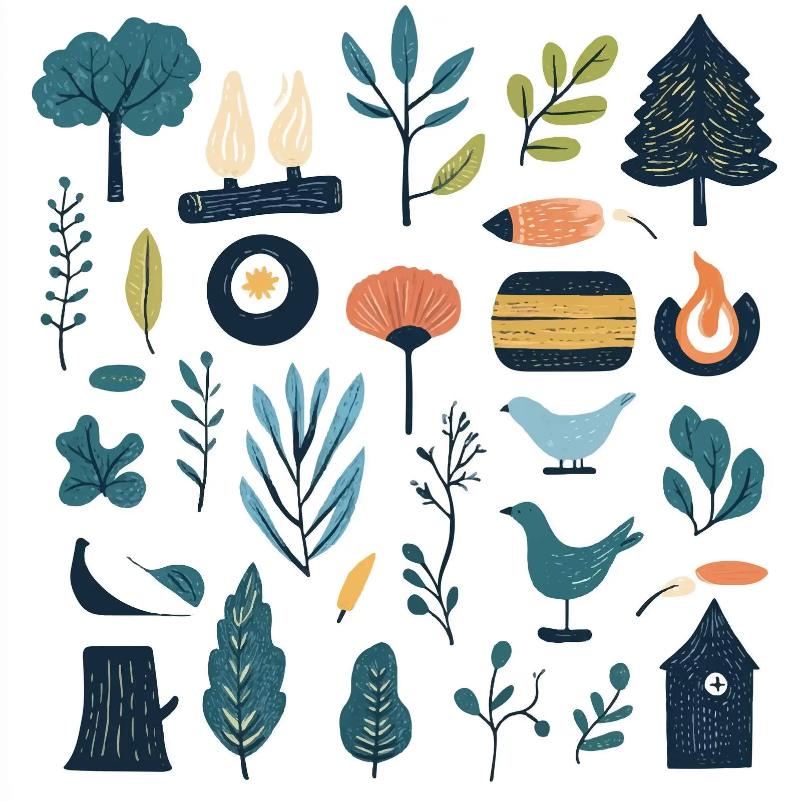 Cartoon Nature Icons and Objects Vector Set — free download from Dotvec