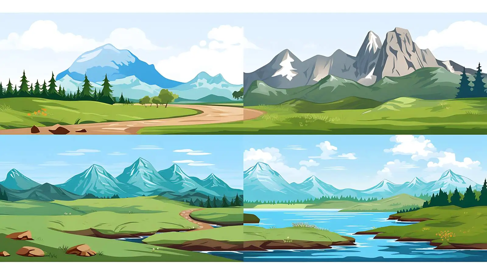 Panoramic Mountain Field Sketch — free download from Dotvec