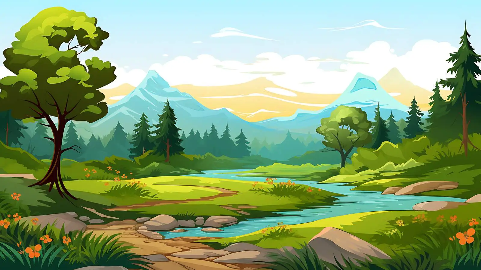 Nature Scene Landscape Template Illustration — free download from Dotvec