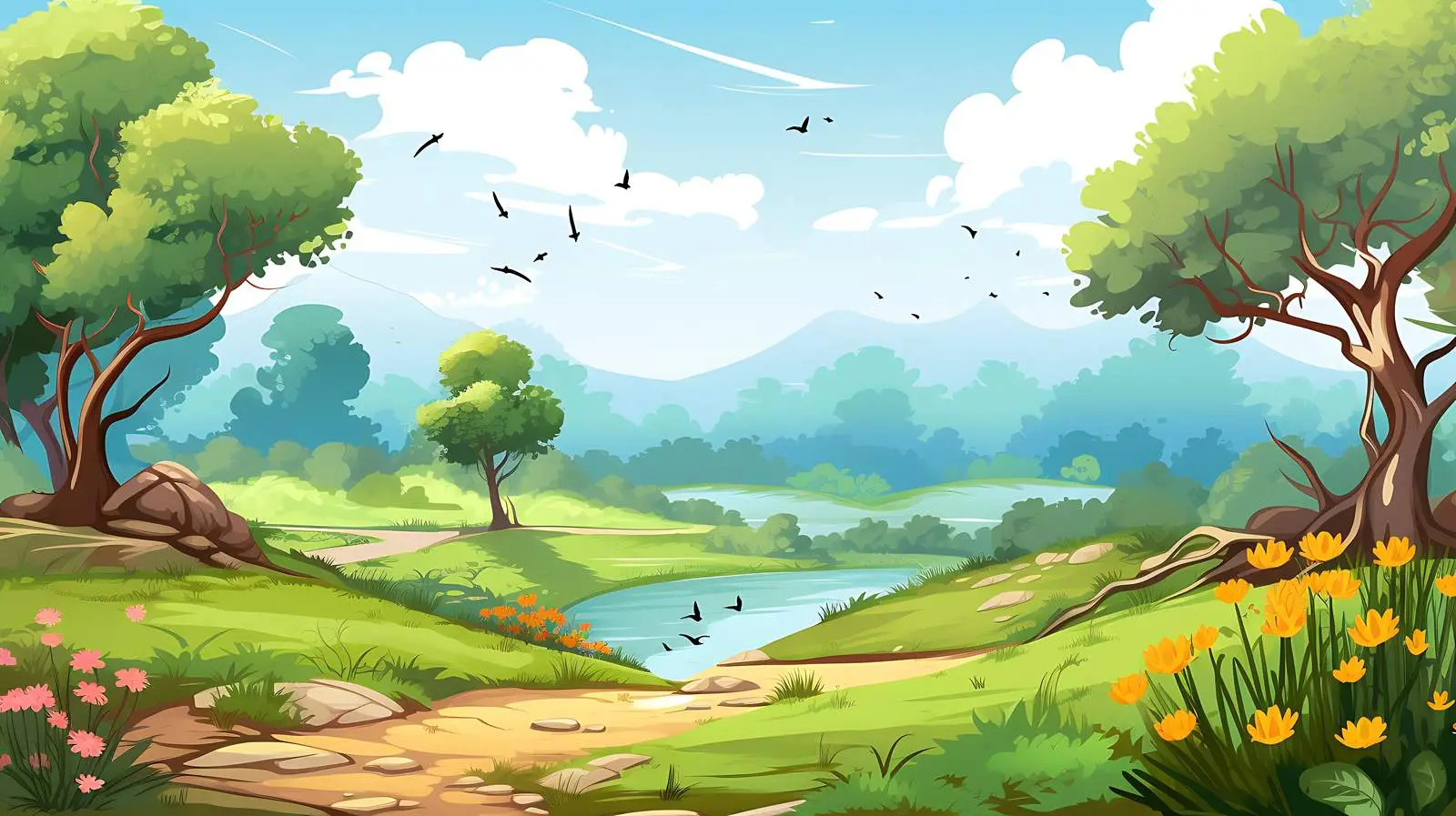 Nature Landscape Illustration Template Stock — free download from Dotvec