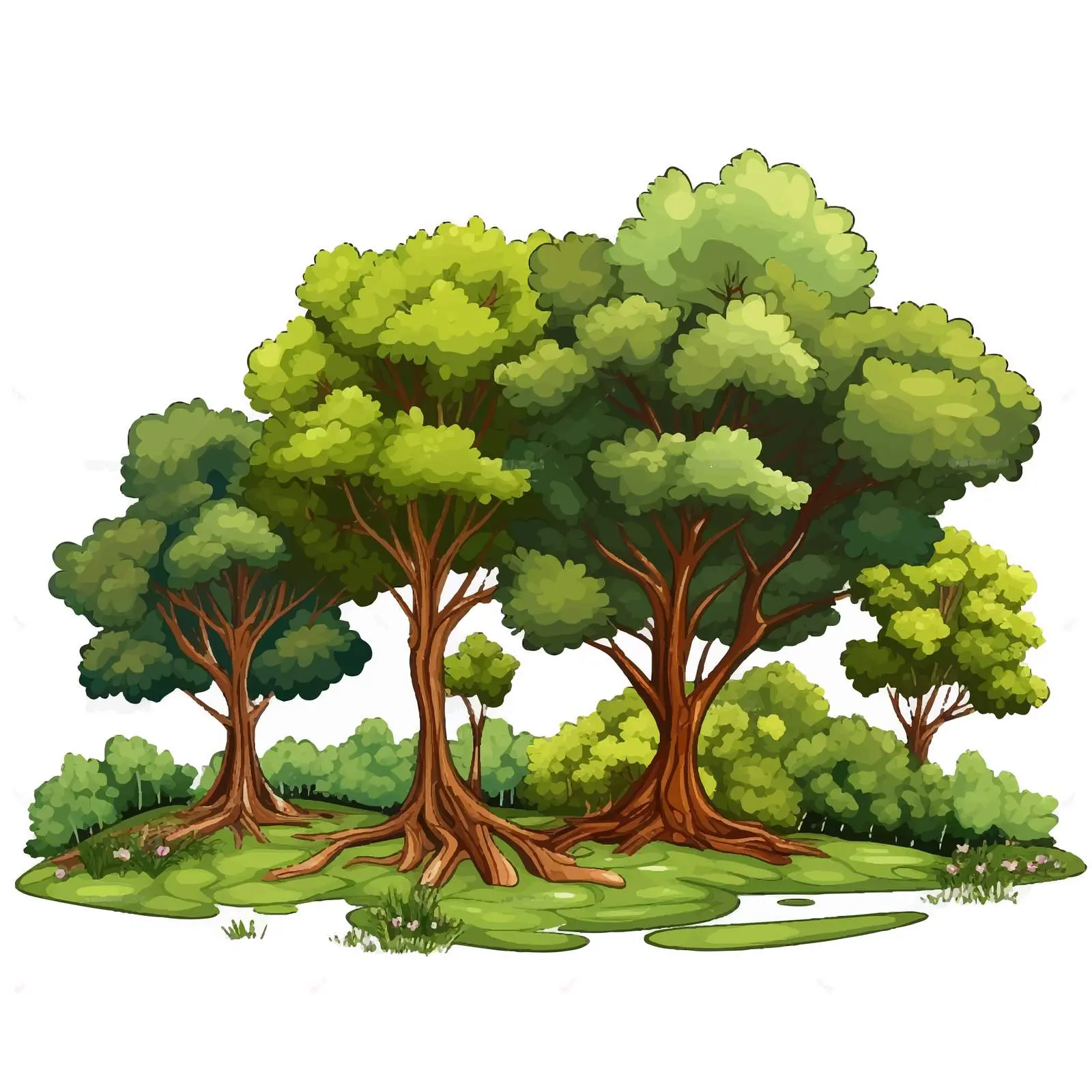 Beautiful Nature Scene with Lush Trees Illustration — free download from Dotvec