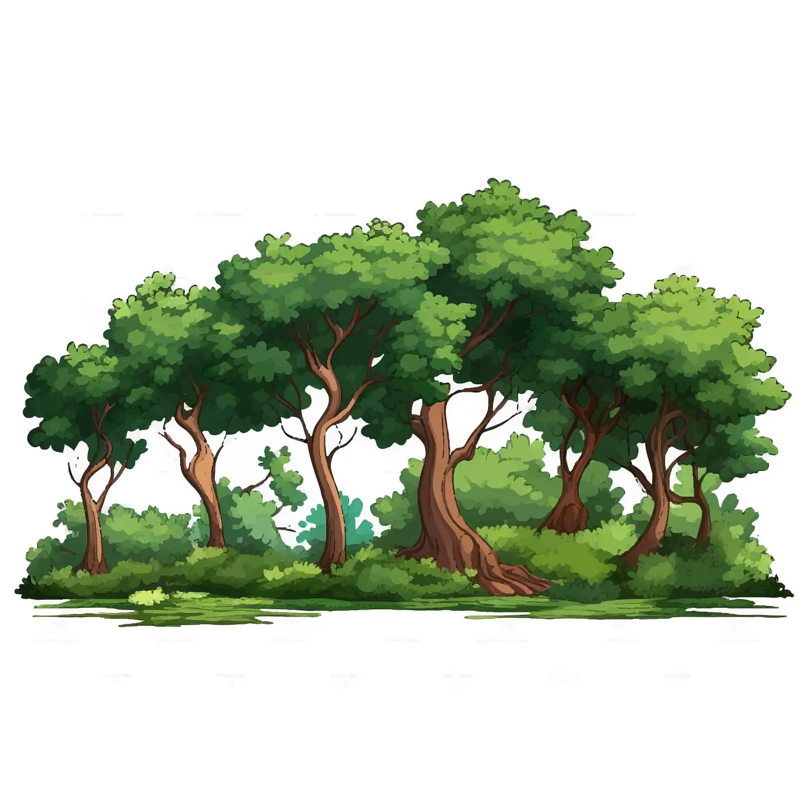Illustration of Lush Nature Landscape with Trees — free download from Dotvec