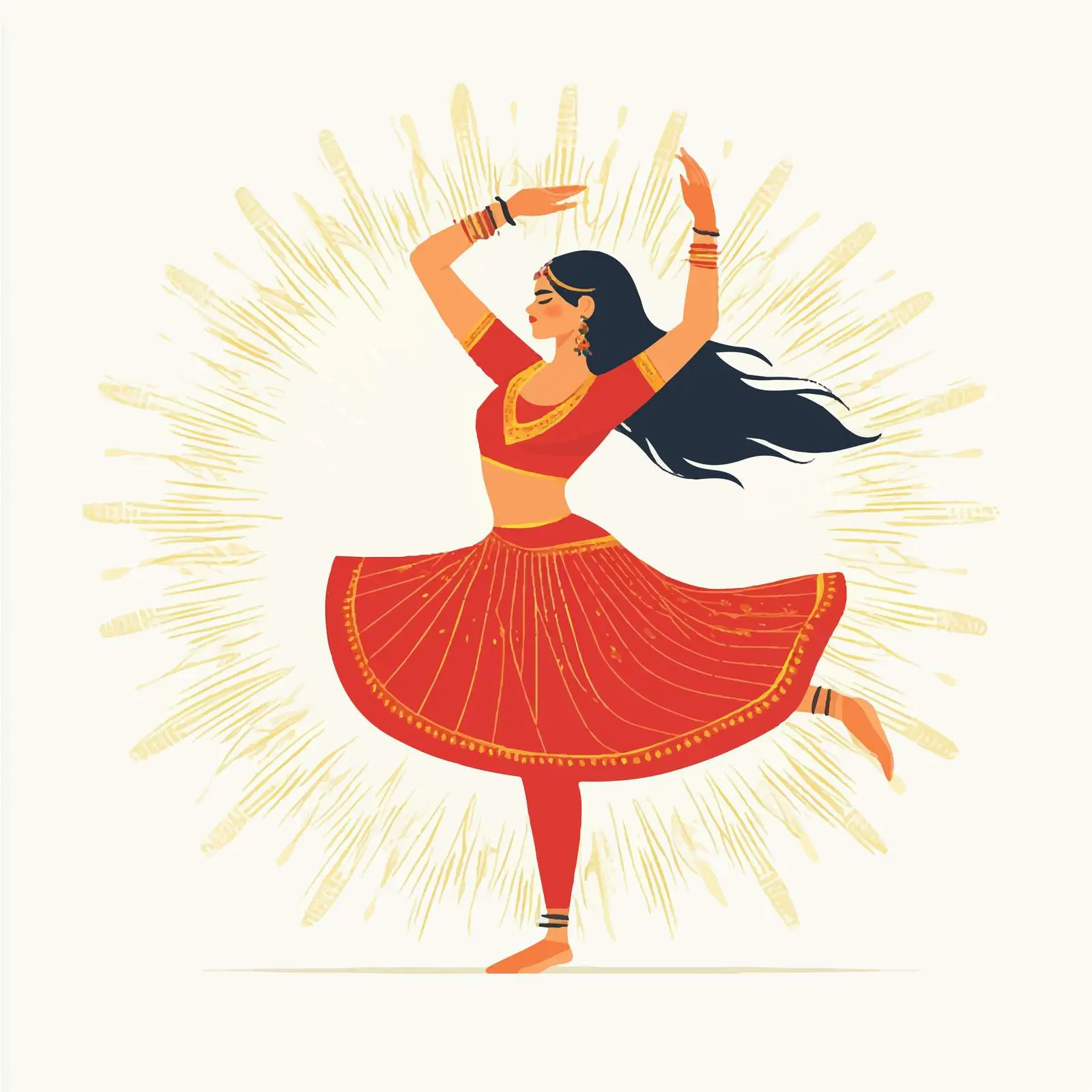 Navratri Dancer Girl Vector Illustration — free download from Dotvec