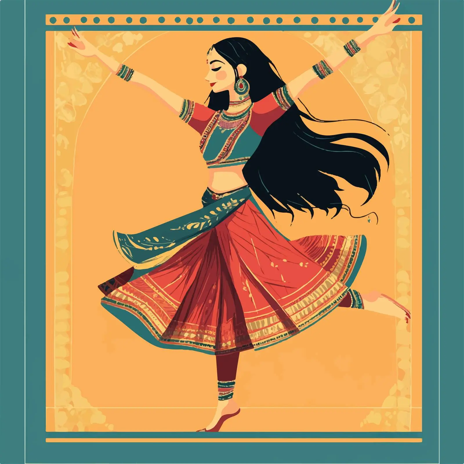 Colorful Navratri Dance Illustration of Girl — free download from Dotvec