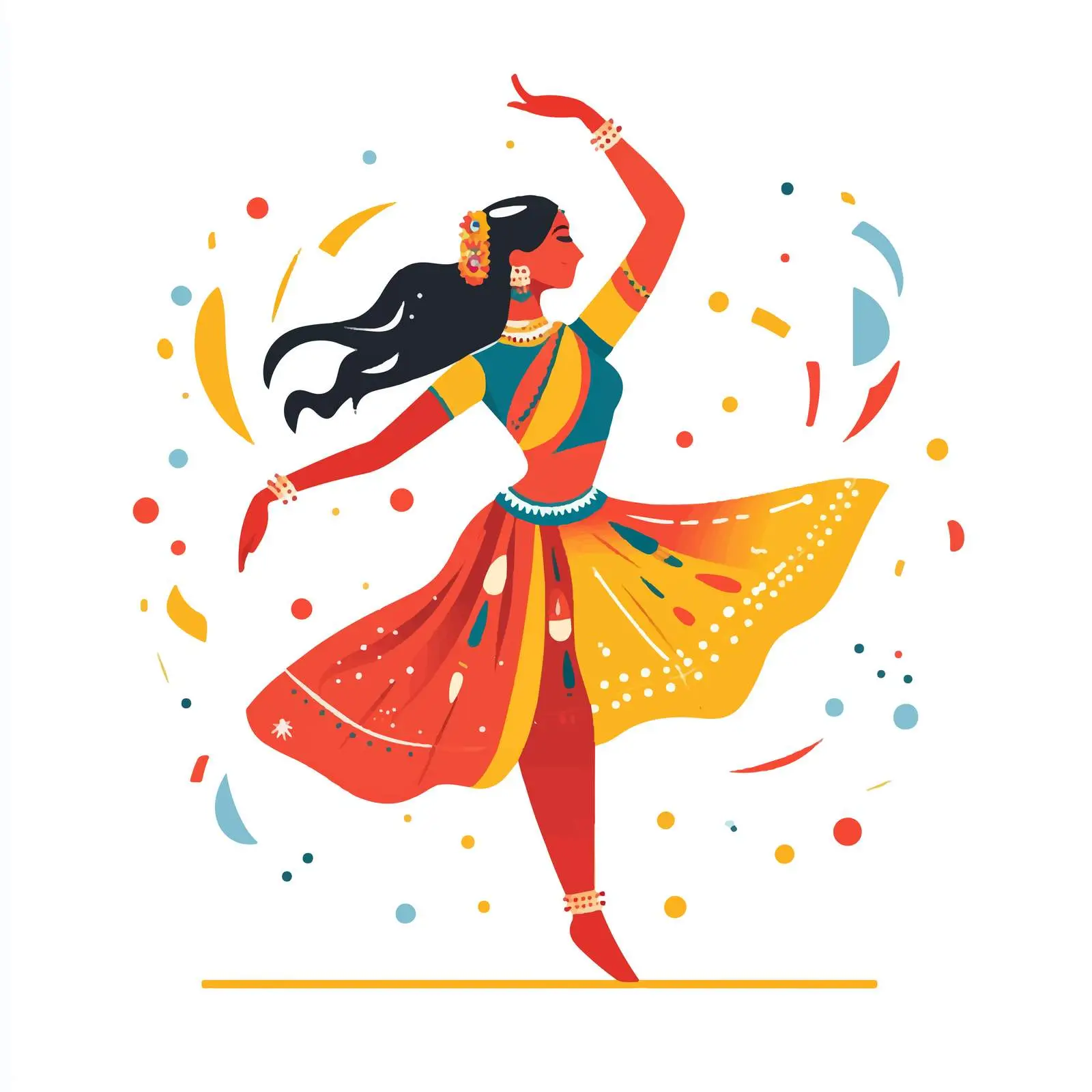 Navratri Dancer Girl Flat Vector Illustration — free download from Dotvec