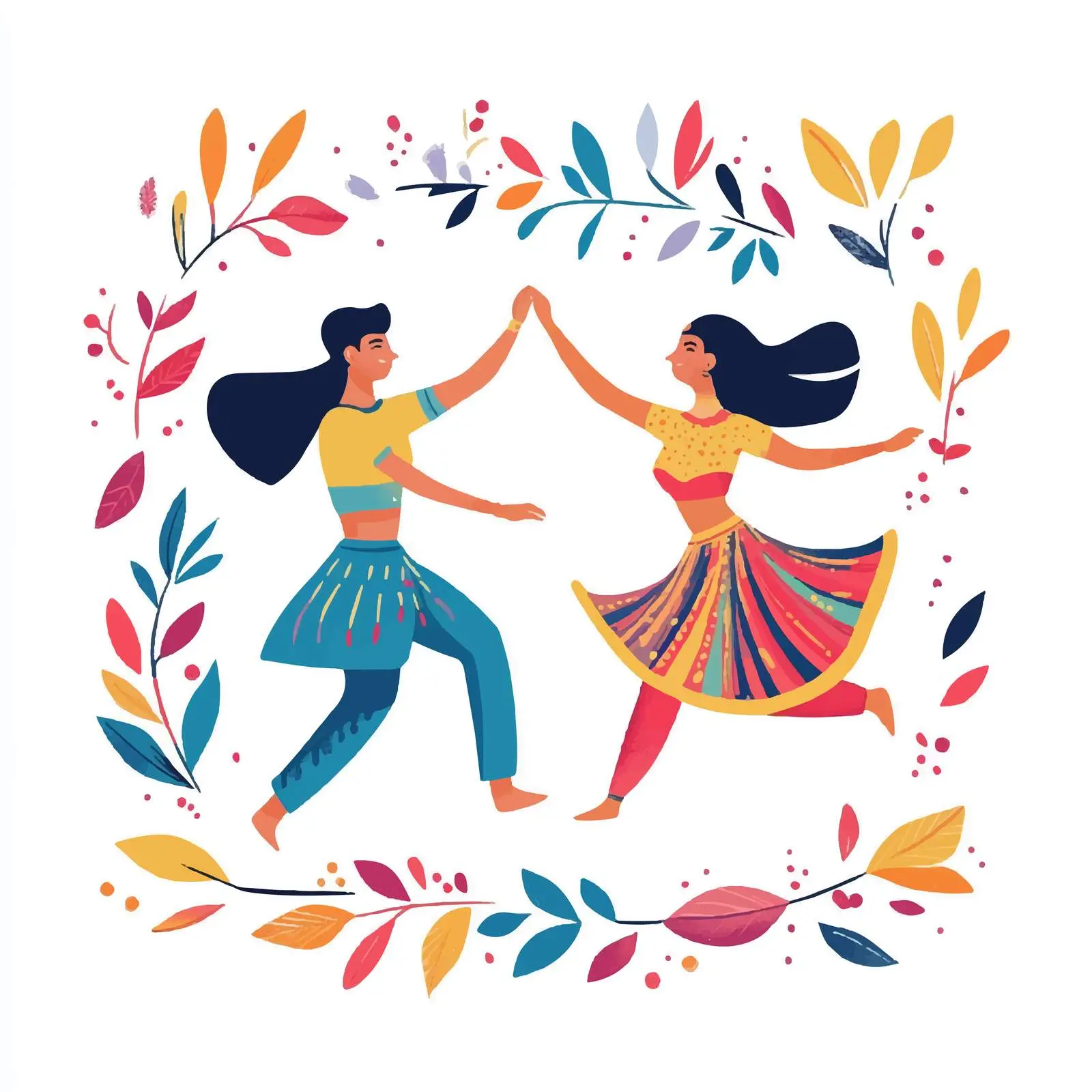 Couple Dancing Navratri Vector Illustration — free download from Dotvec