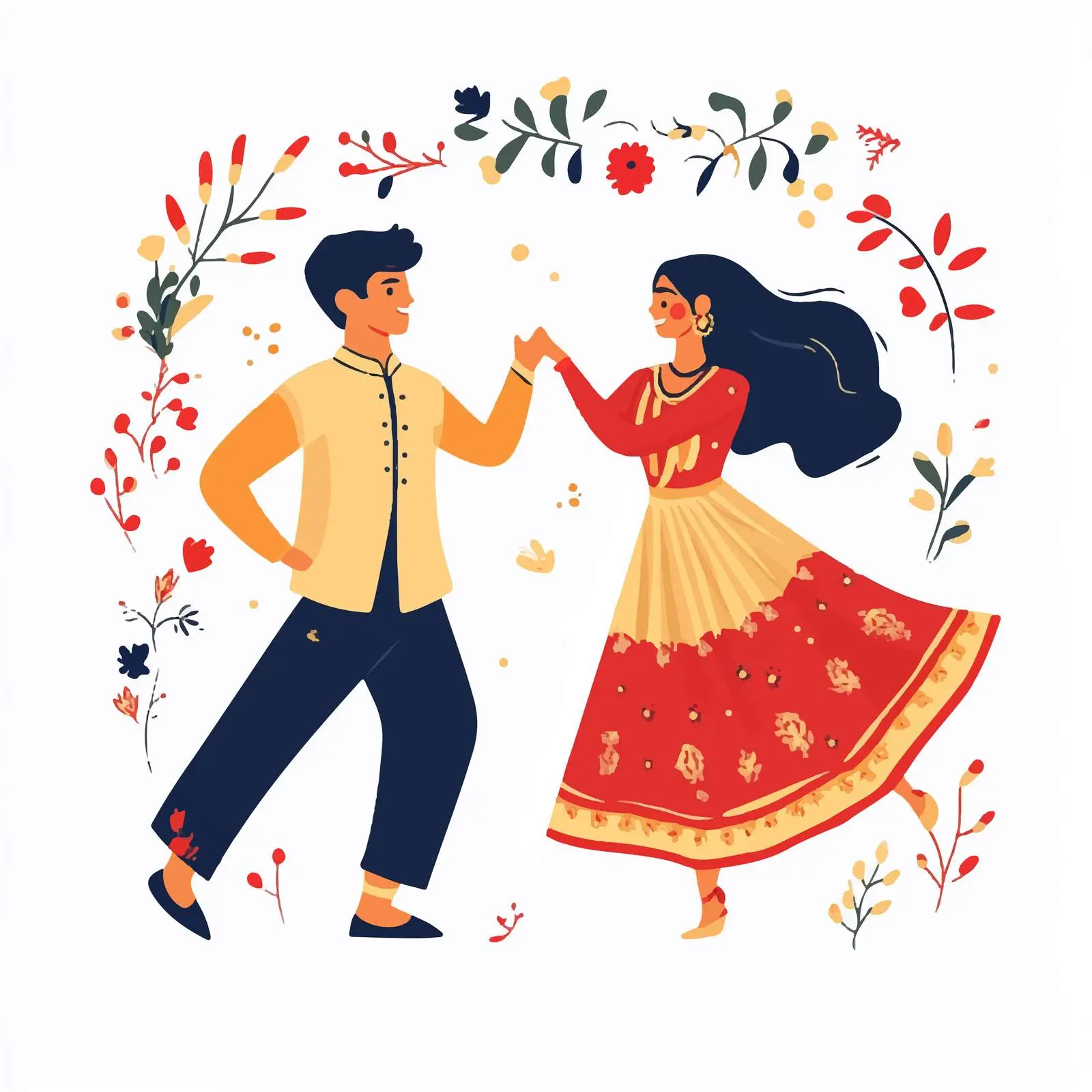 Navratri Dancers Vector Illustration — free download from Dotvec
