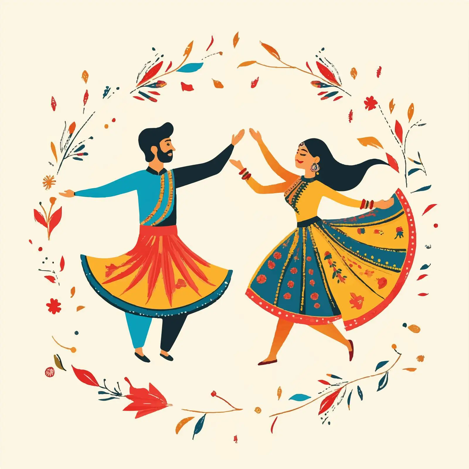 Navratri Dancers Vector Illustration of Man and Woman — free download from Dotvec