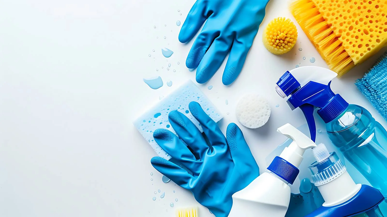 Professional Cleaning Supplies on Bright Blue Gloves — free download from Dotvec