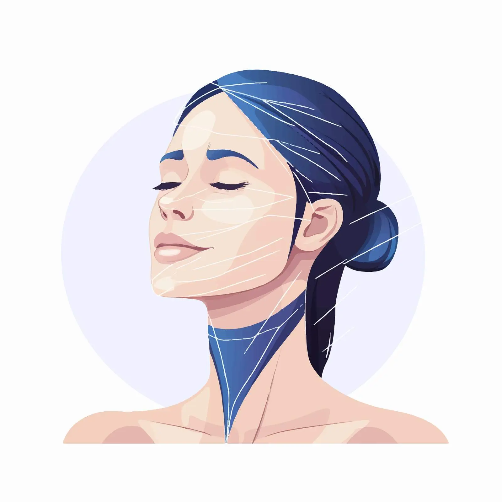 Kinesiology Facial Taping Technique Vector – free tutorial image from Dotvec