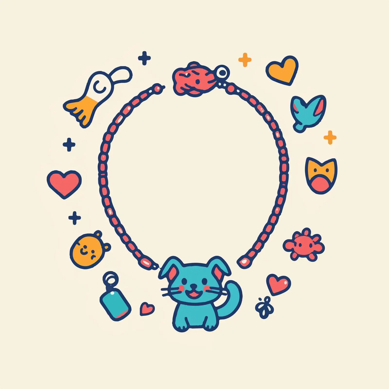 Flat Vector Illustration of Pet Shop Necklace — free download from Dotvec