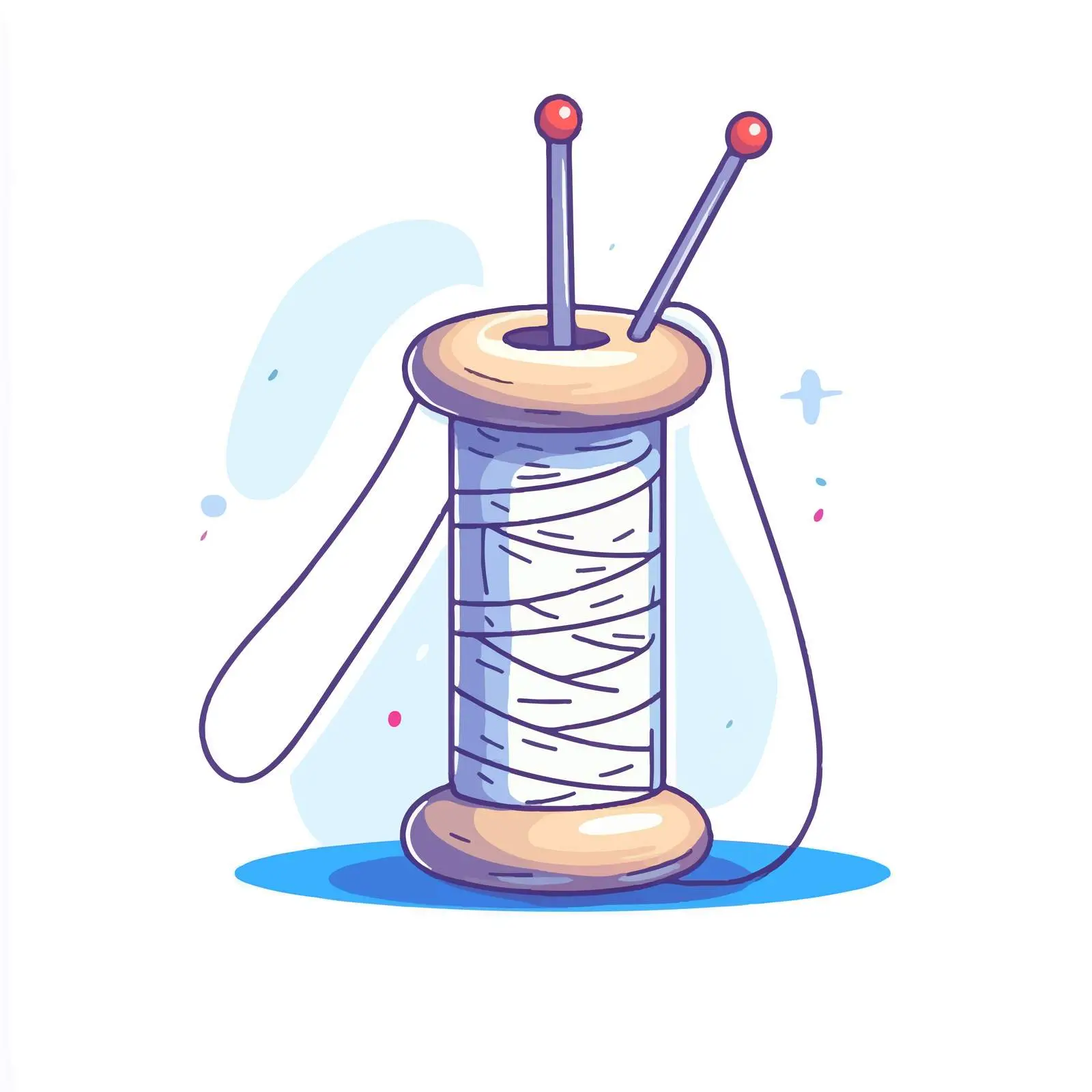 Hand-Drawn Needle and Bobbin Cartoon Illustration — free download from Dotvec
