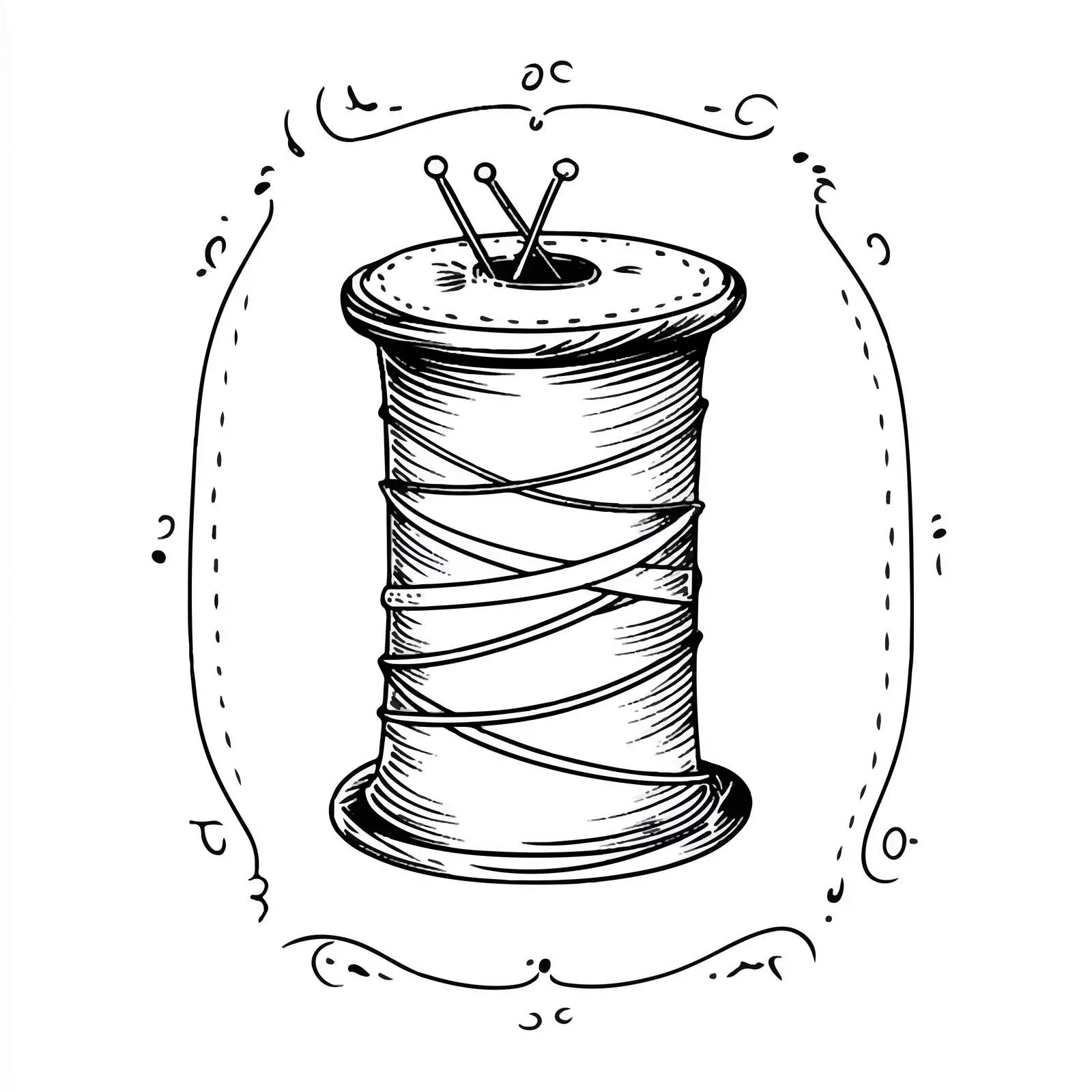 Cartoon Needle and Thread Vector Illustration — free download from Dotvec