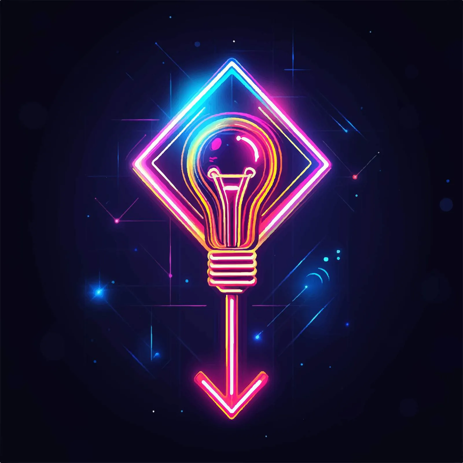Neon Classic Arrow with Bulbs Vector Illustration — free download from Dotvec