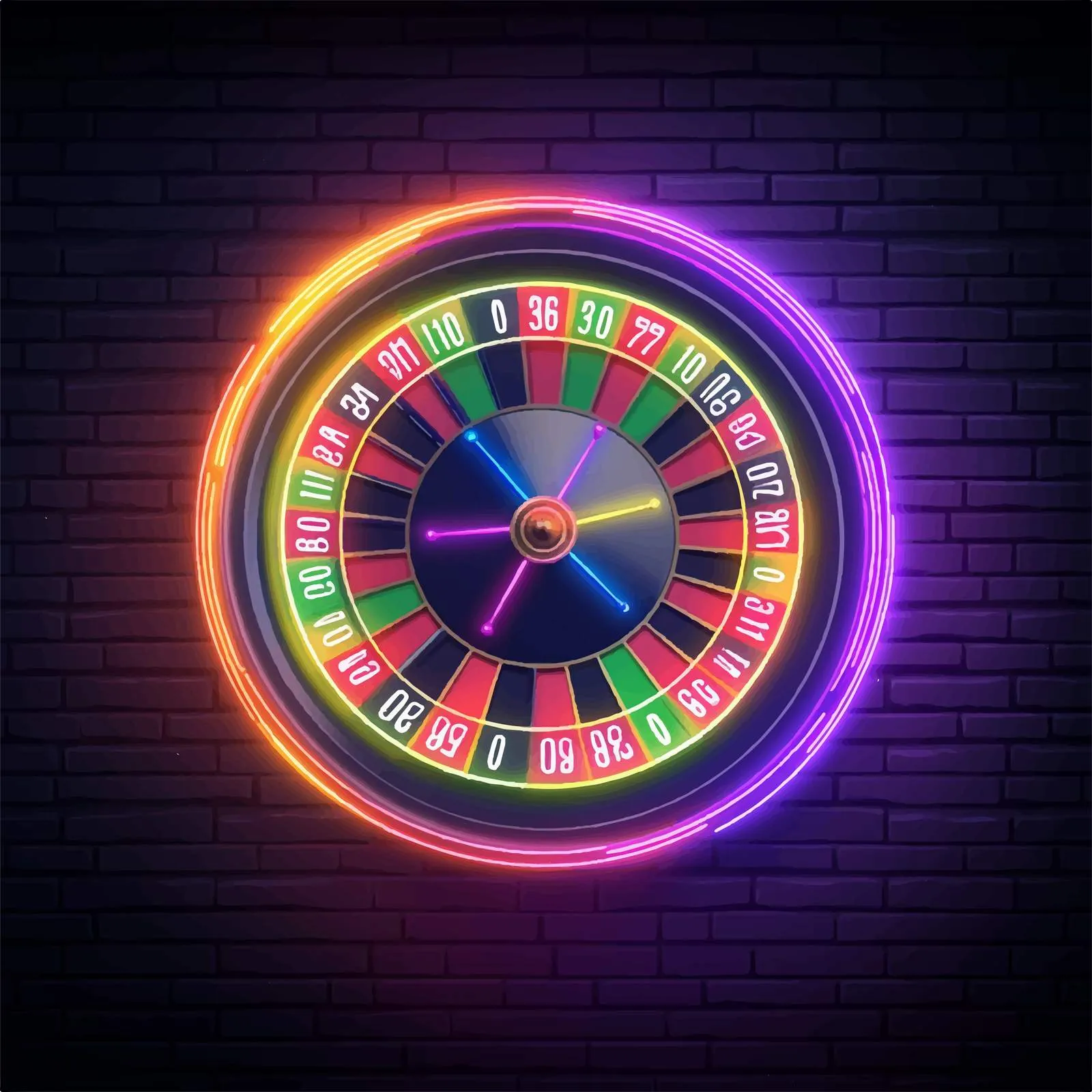 Illuminated Casino Spinning Wheel with Neon Lights — free download from Dotvec