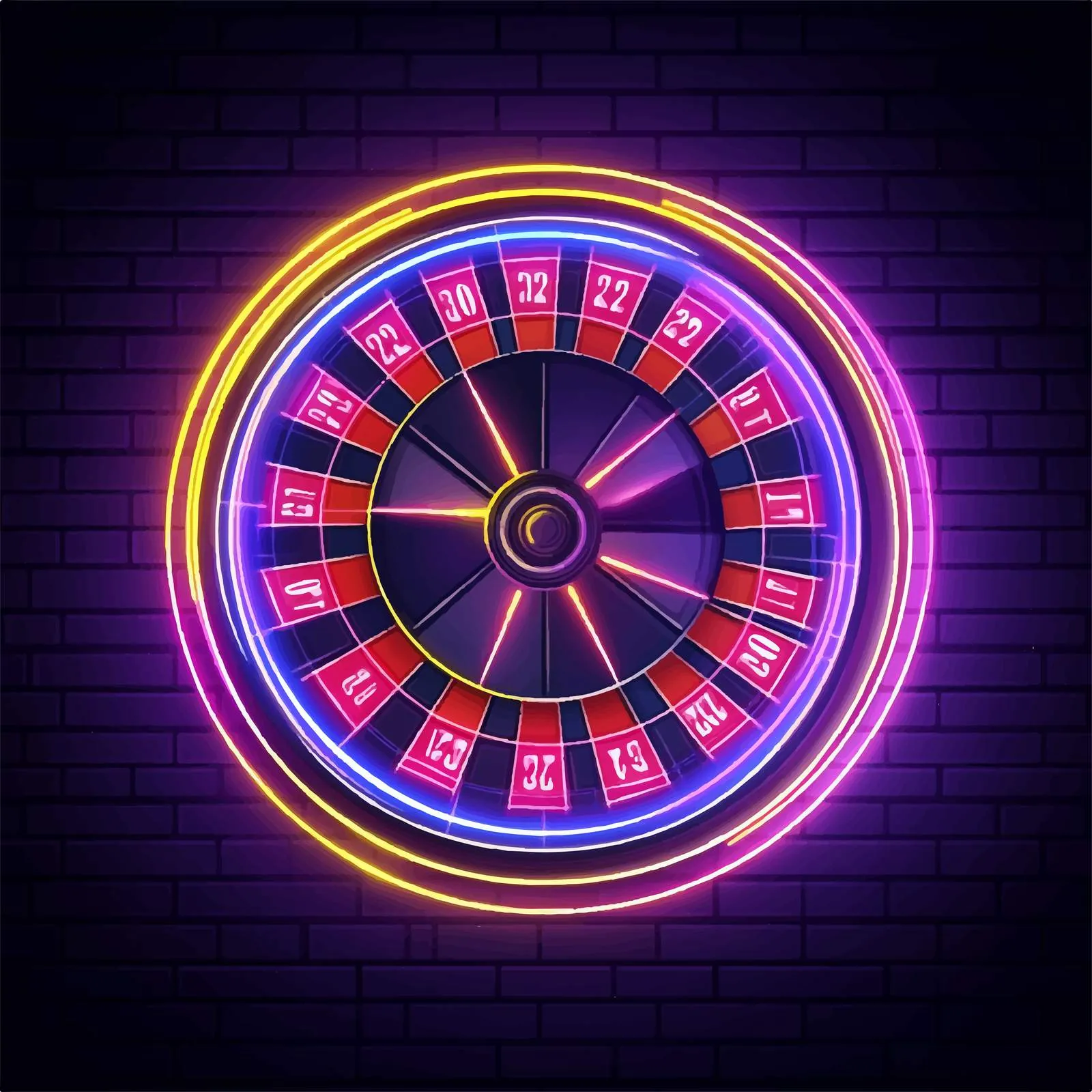 Neon Lights Casino Spinning Wheel Vector Art — free download from Dotvec