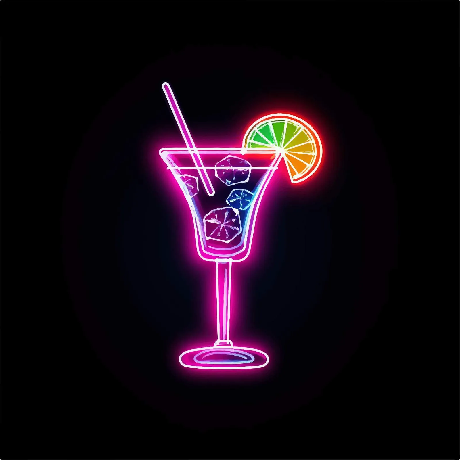 Glowing Neon Cocktail Sign Vector Art — free download from Dotvec