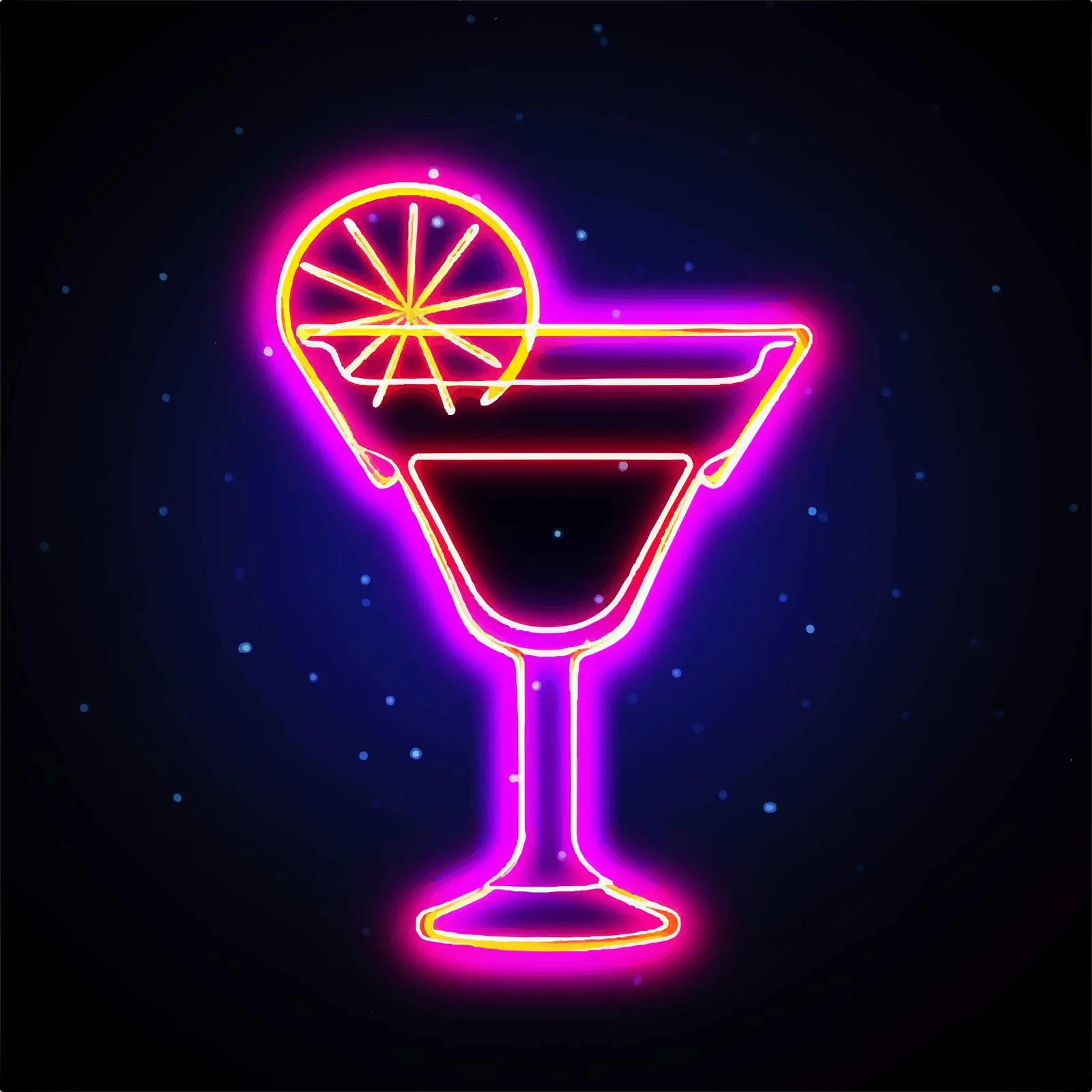 Glowing Cocktail Neon Sign on Black Background — free download from Dotvec