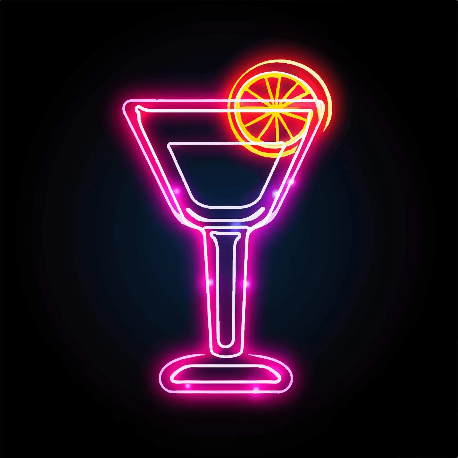Neon Cocktail Sign in Glowing Glass – free colorful drink image from Dotvec