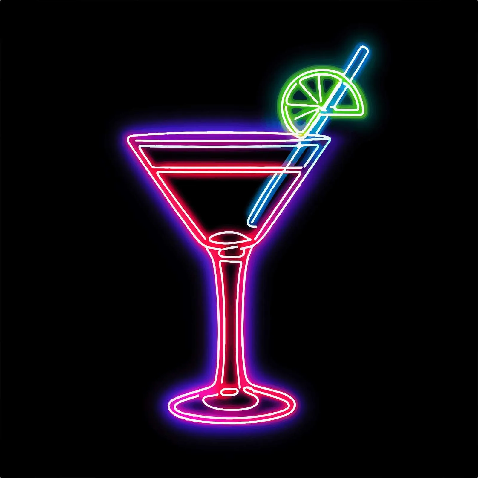 Glowing Cocktail Neon Sign on Black Background — free download from Dotvec