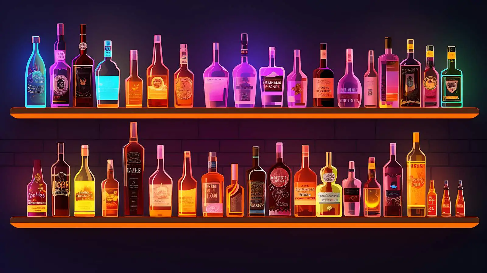 Neon Signs and Alcohol Bottles Display — free download from Dotvec