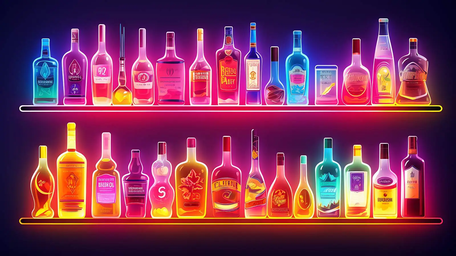 Luminous Bar Setting with Alcohol Bottles — free download from Dotvec