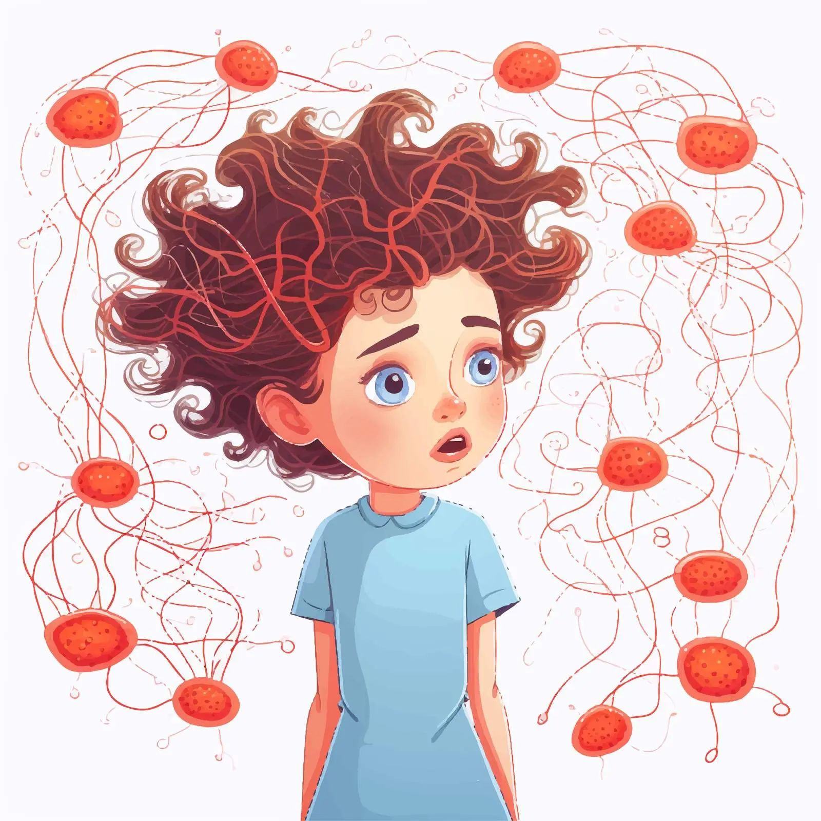 Nervous System Illustration of a Little Girl – free science for kids image from Dotvec