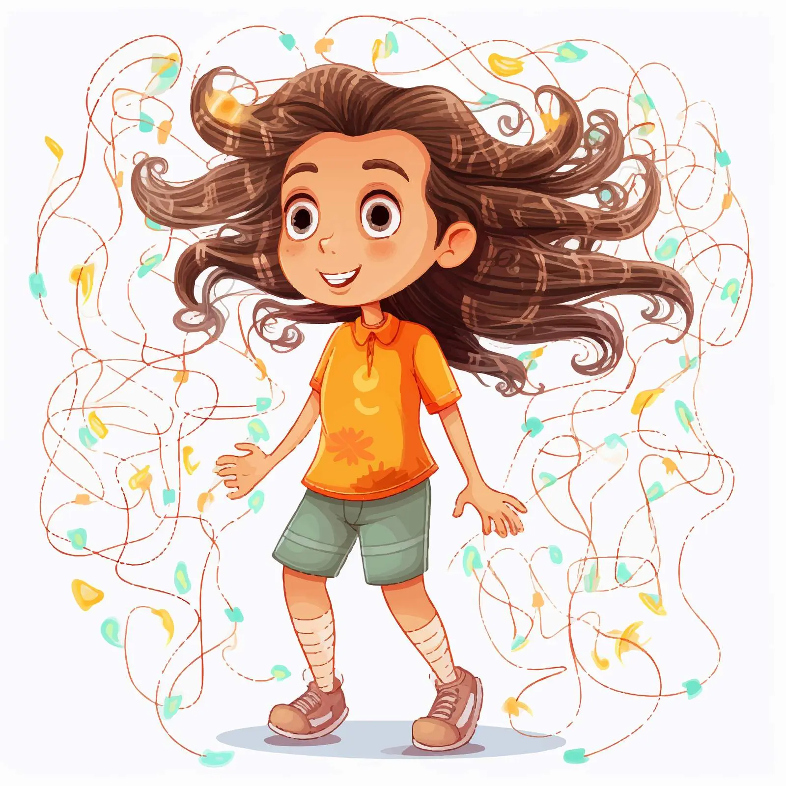Nervous System Illustration of a Little Girl — free download from Dotvec