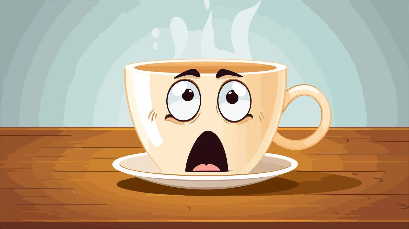 Whimsical Nervous Tea Cup Cartoon Illustration — free download from Dotvec