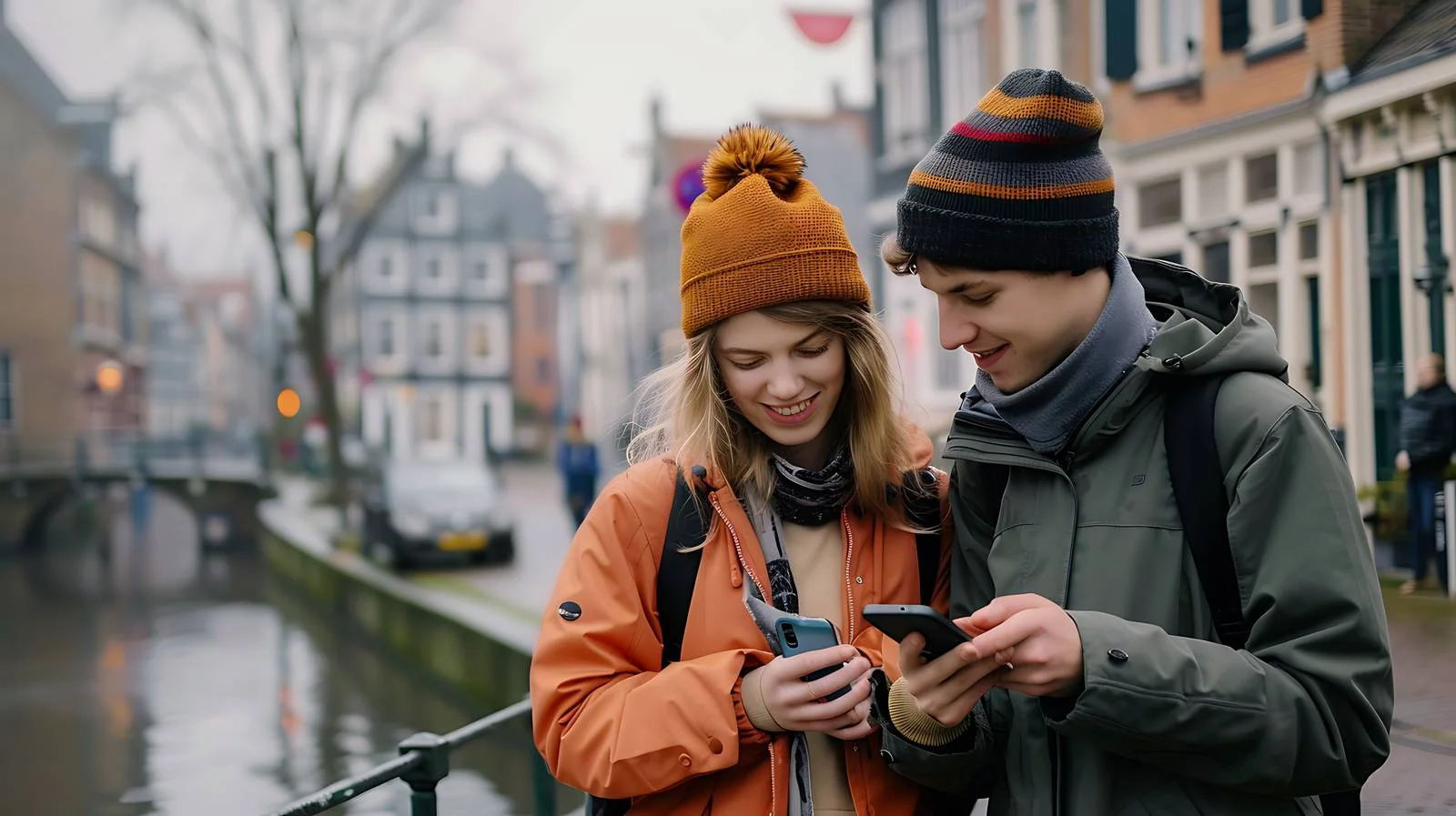 Young Couple in Maastricht with Cellphone — free download from Dotvec
