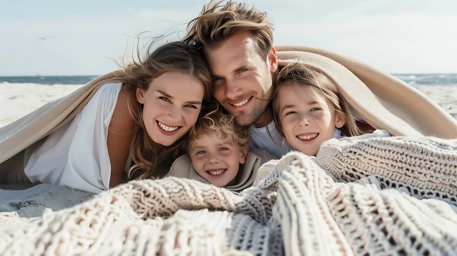 Family Enjoying Blanket in Zandvoort, Netherlands — free download from Dotvec