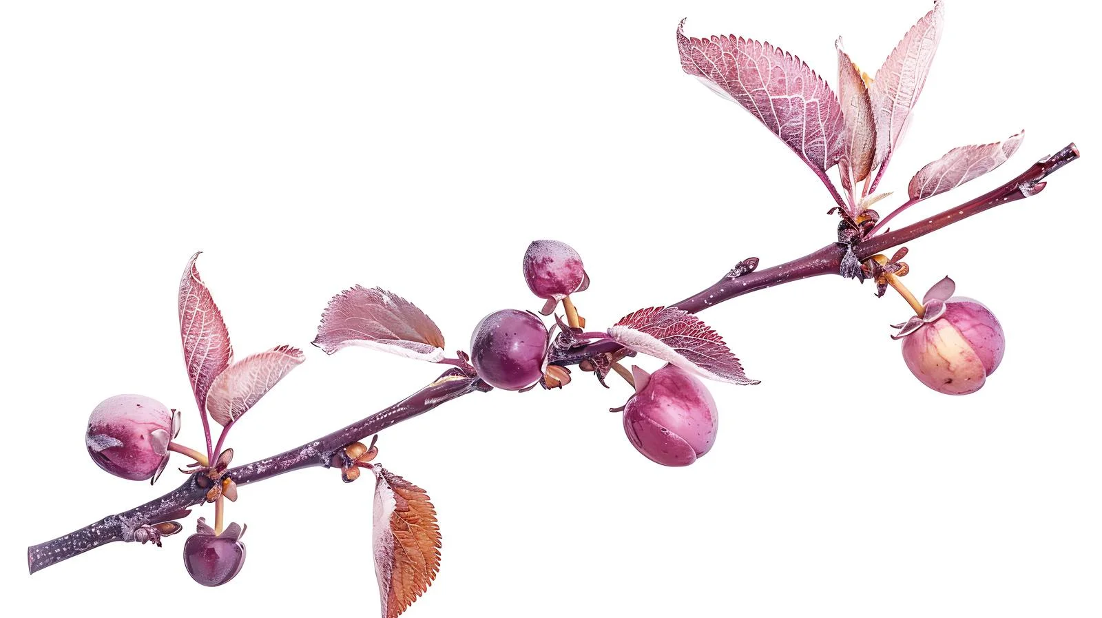 Purple Leaf Plum Buds on White — free download from Dotvec