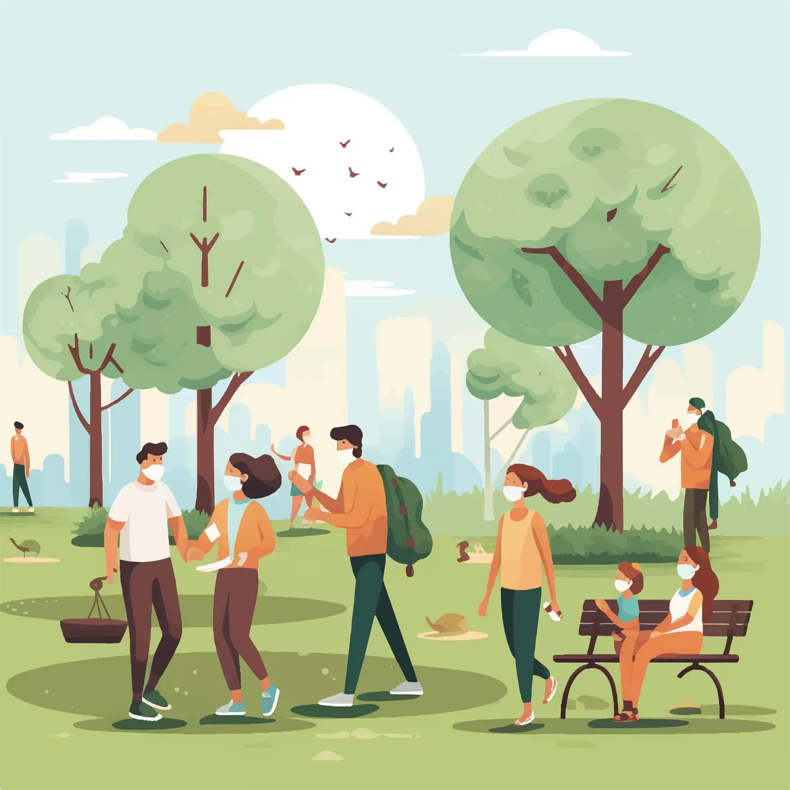 People with Face Masks Engaging in New Normal Activities — free download from Dotvec