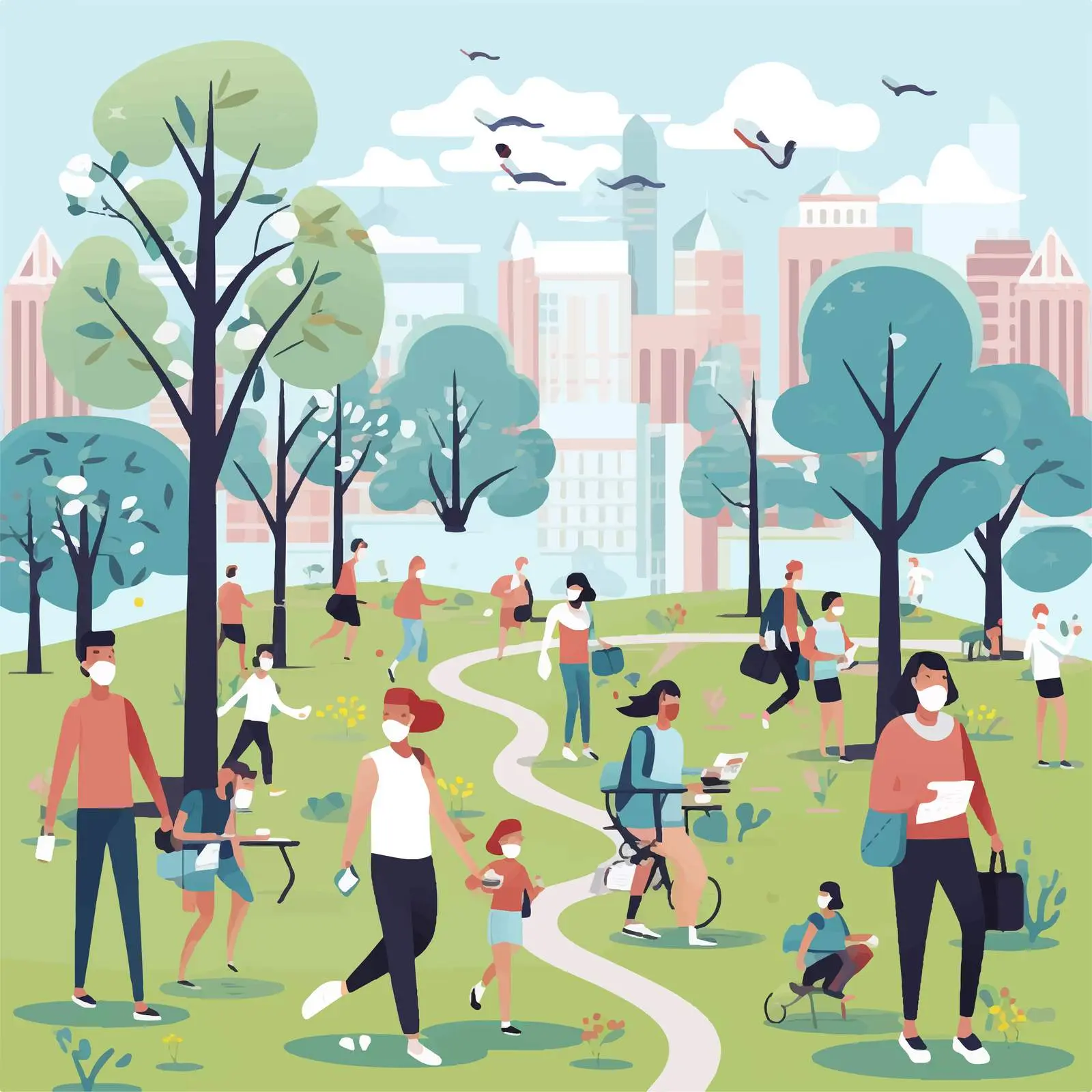 Public Activities with People Wearing Masks — free download from Dotvec