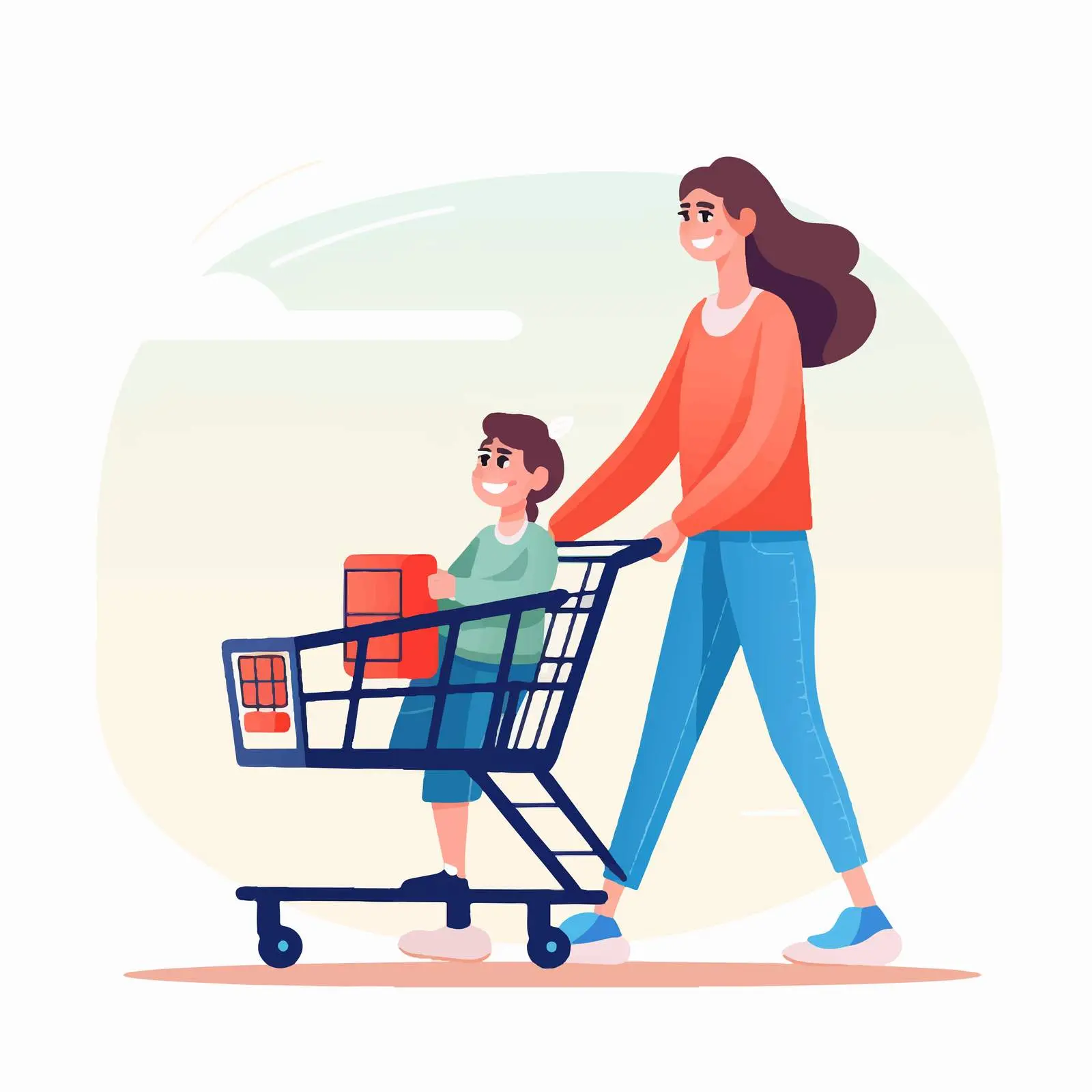 Shopping Cart Journey with Mother and Daughter — free download from Dotvec