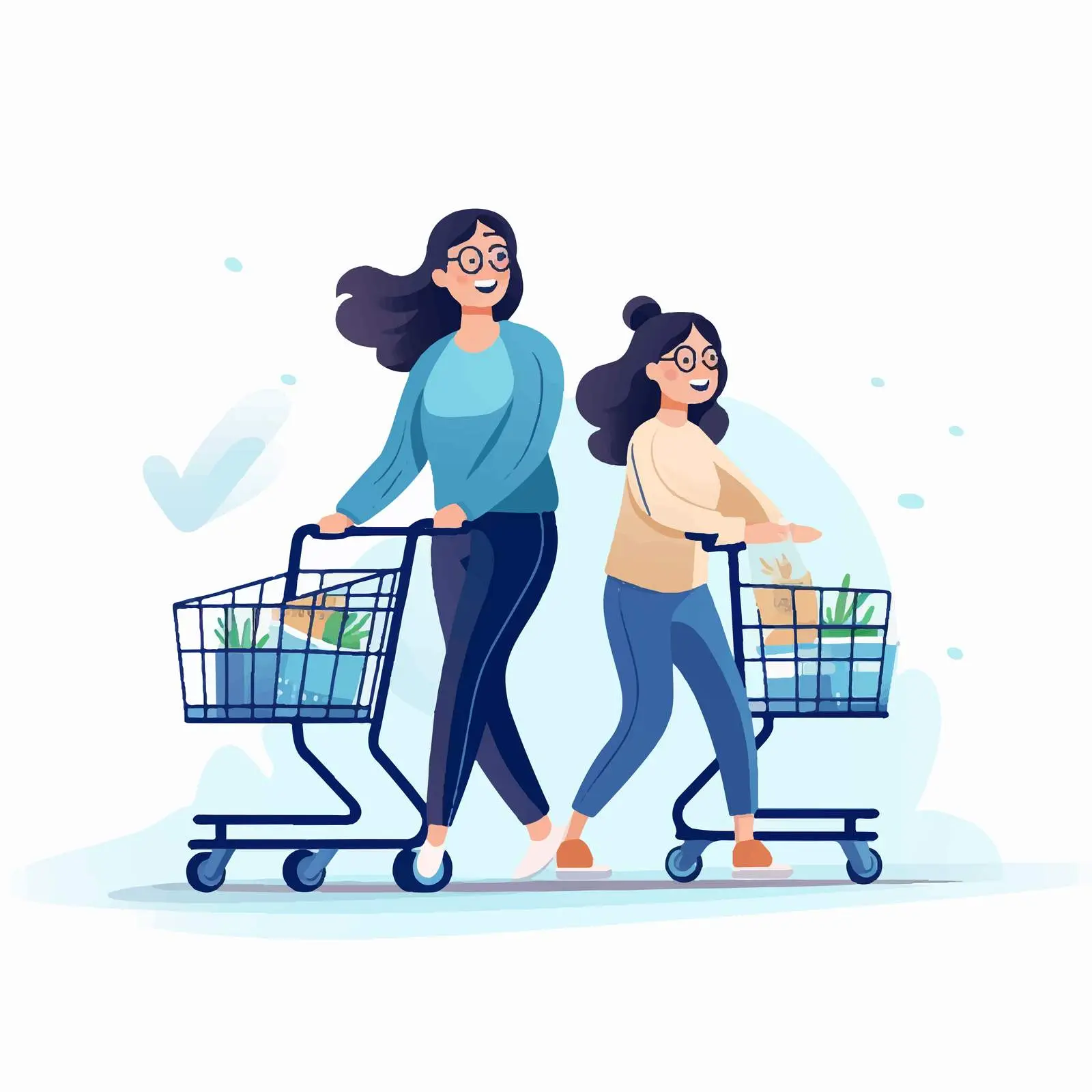 Shopping Cart Adventure with Woman and Girl — free download from Dotvec