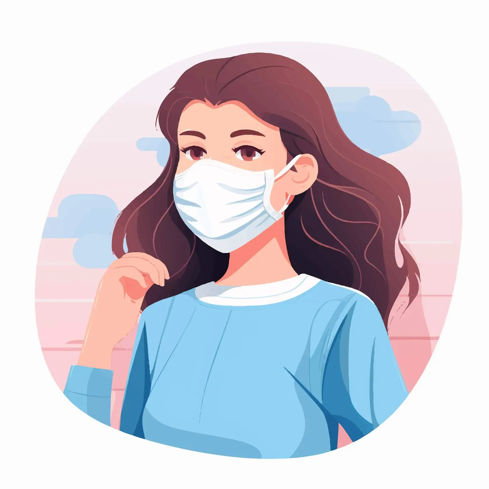 Girl Wearing Mask in New Normal Illustration — free download from Dotvec