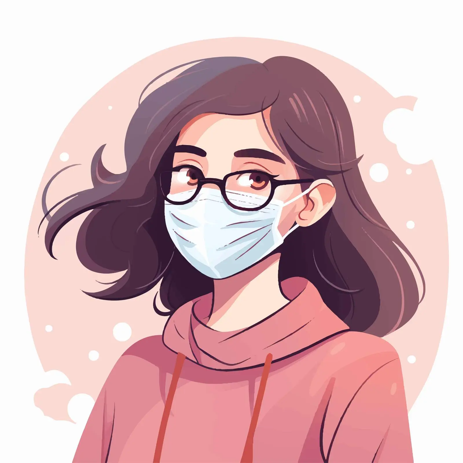 Girl Wearing Mask in New Normal Illustration — free download from Dotvec