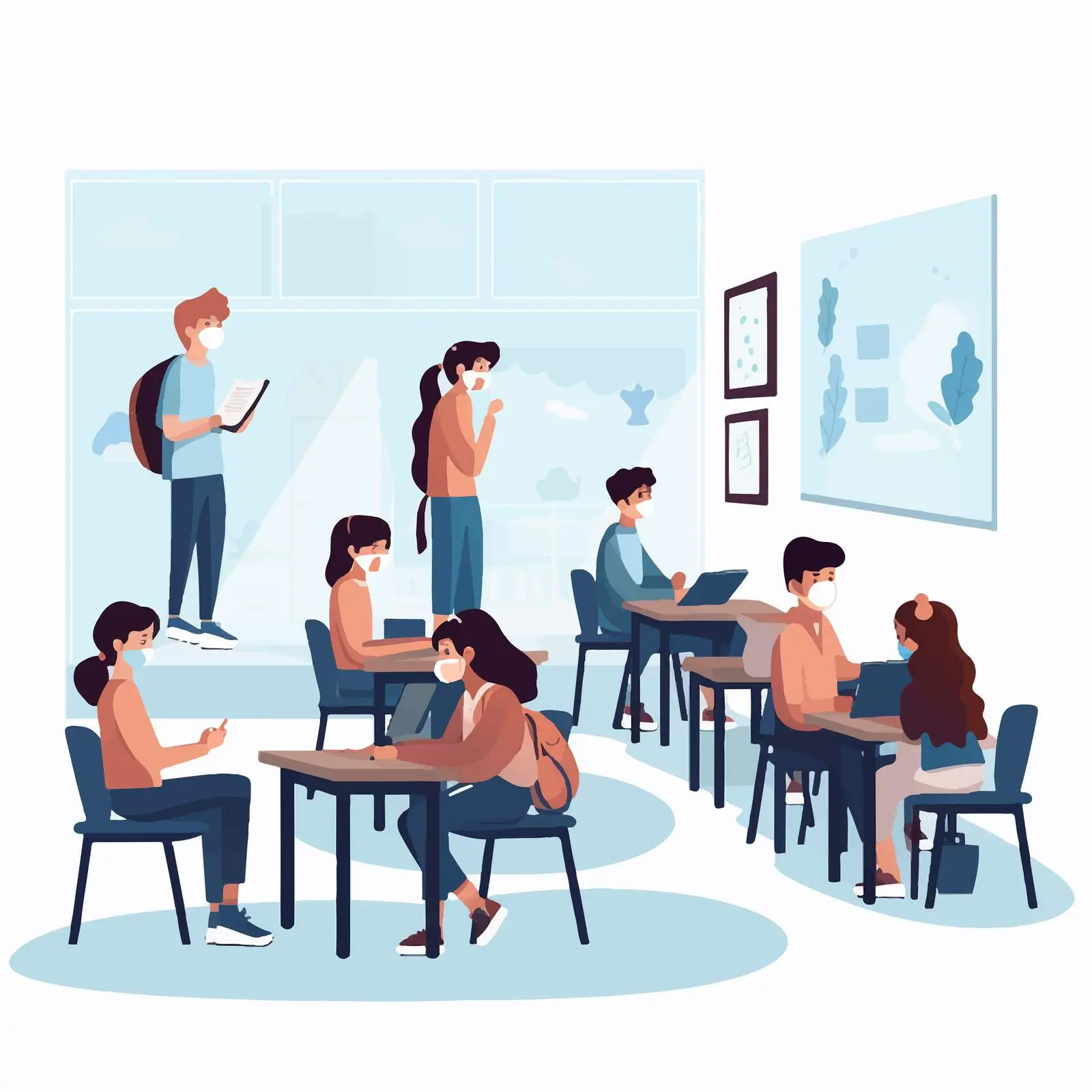 Students Practicing Social Distancing in Class — free download from Dotvec