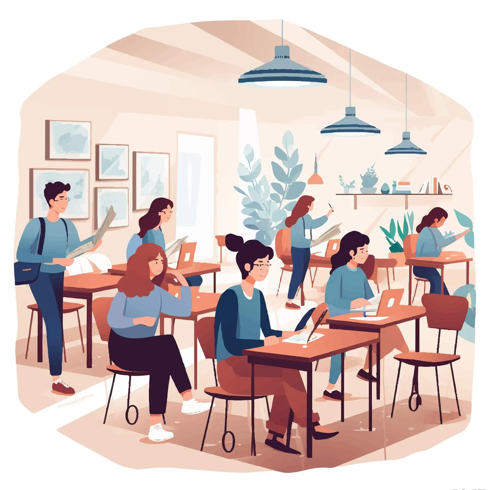 Students Practicing Social Distancing in Classroom — free download from Dotvec