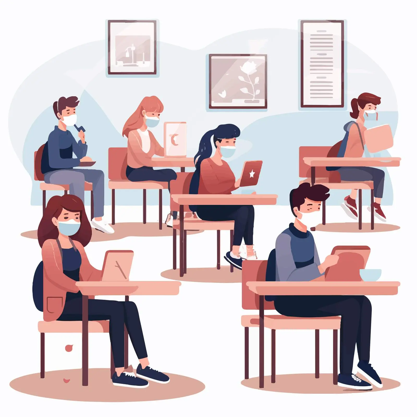 Students Practicing Social Distancing in Classroom — free download from Dotvec