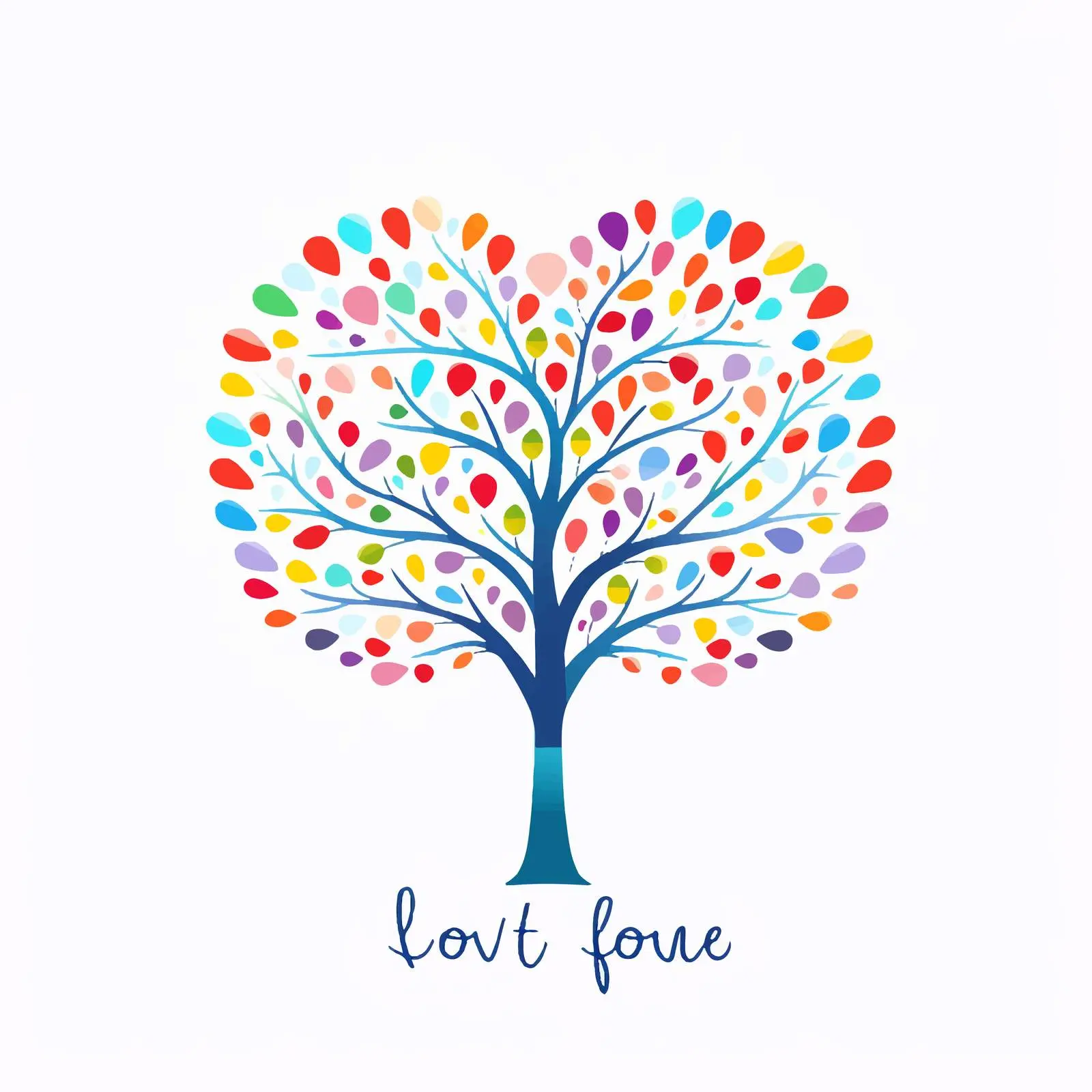 Minimalist New Year Card with Rainbow Hearts – free tree illustration image from Dotvec